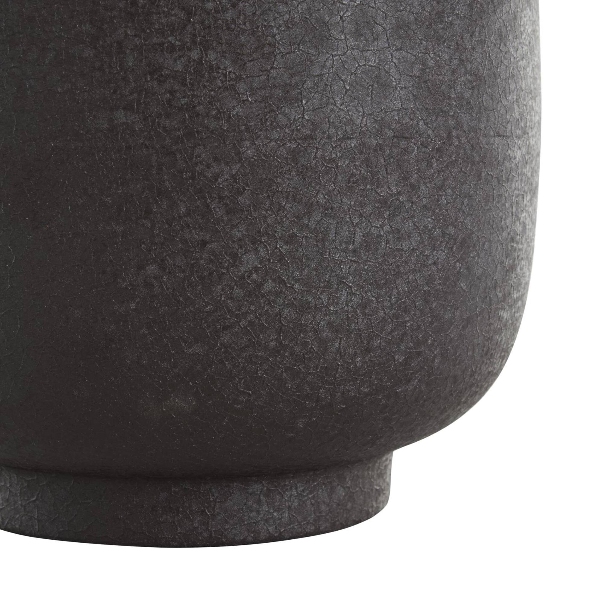 12" Black Textured Rounded Metal Vase